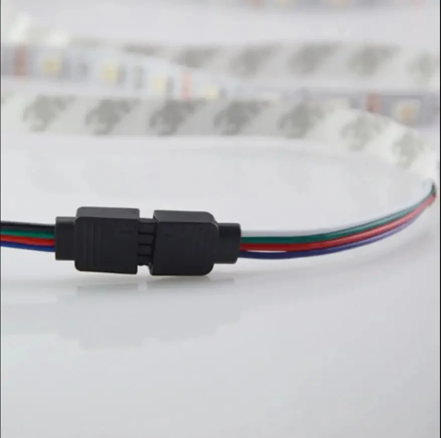 10pc 4pin RGB Light Strip Cable Transfer Board Connector With FREE 10 Male Pins LED Light Strip Link Lines