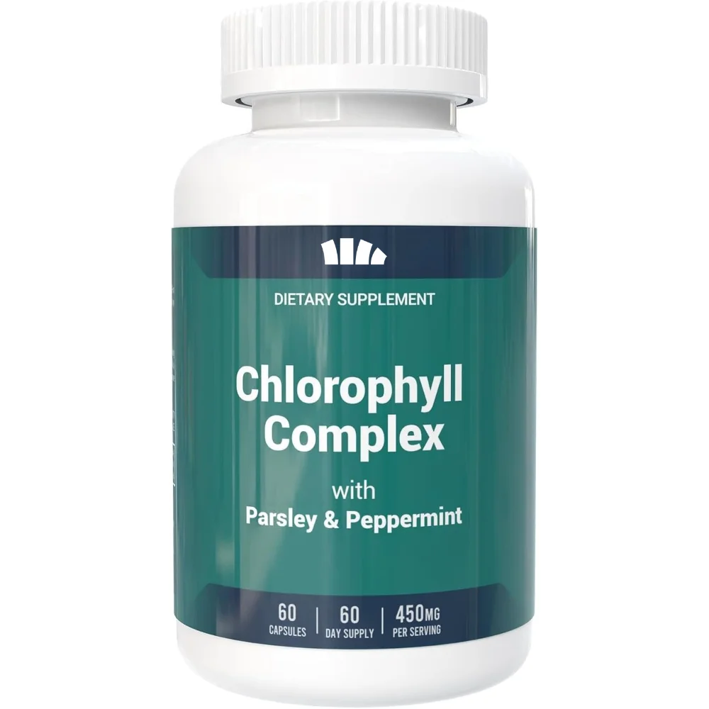 Deodorizing Capsules Containing Chlorophyll and Parsley Leaves | Intestinal Health, Fresh Breath, and Digestive Support