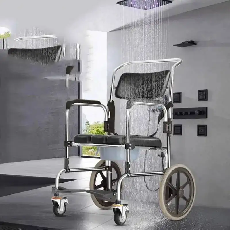Elderly Toilet Bathroom Chair Step Wheels Baby Disabled Minder Stool Metal Space Saving Shower Cabeceros Bathroom Furniture