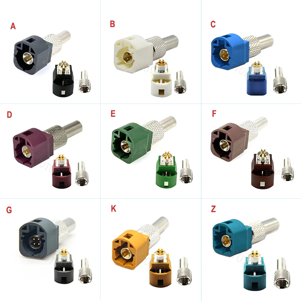 10PCS HSD LVDS 4 Pin Code Z Connector Straight Male Plug Crimp for Dacar 535 4 Core Coaxial Cable Car Reversing LVDS