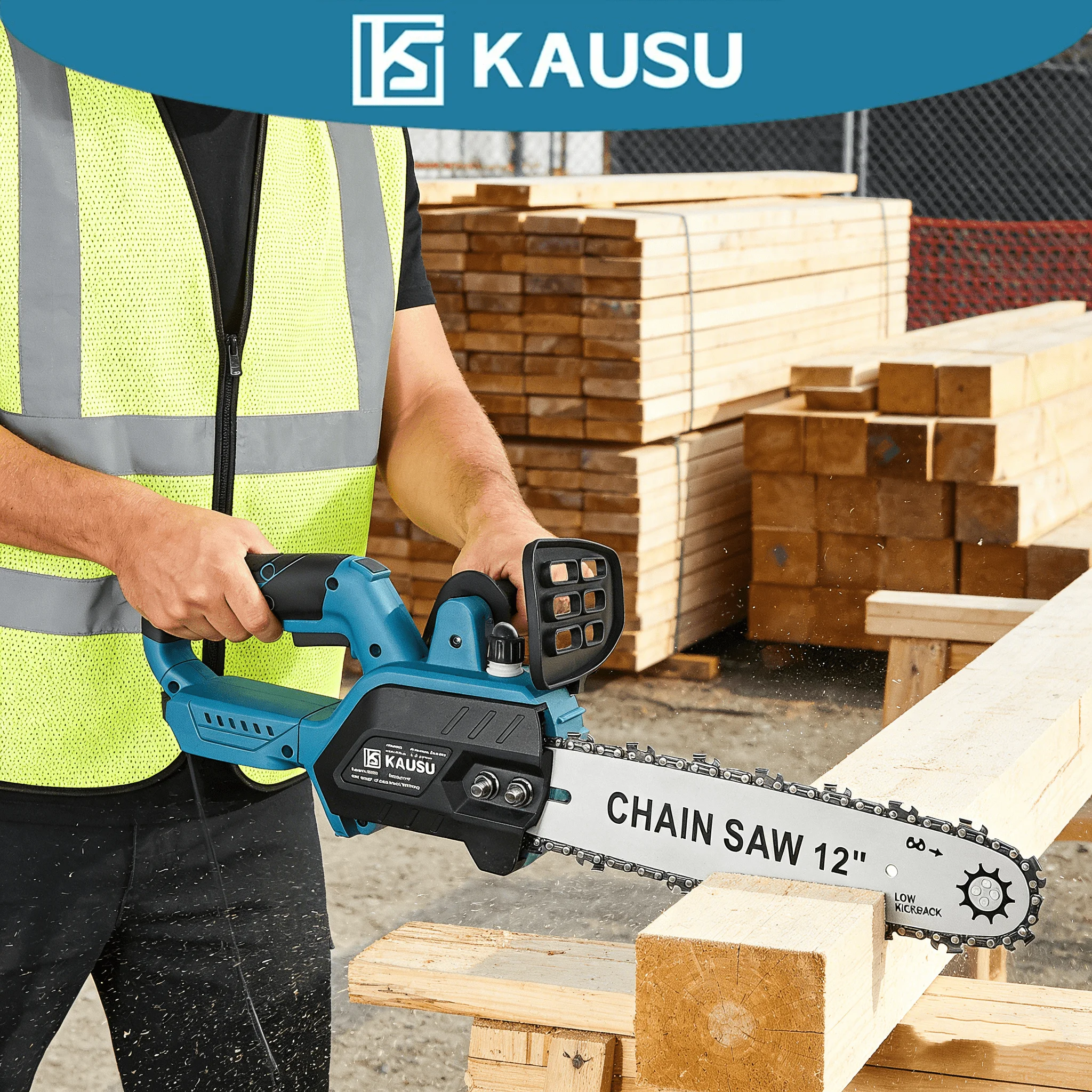12 Inch Brushless Cordless Electric Chainsaw Handheld Saw Garden Woodworking Power Tool For Makita 18V Battery (No Battery)