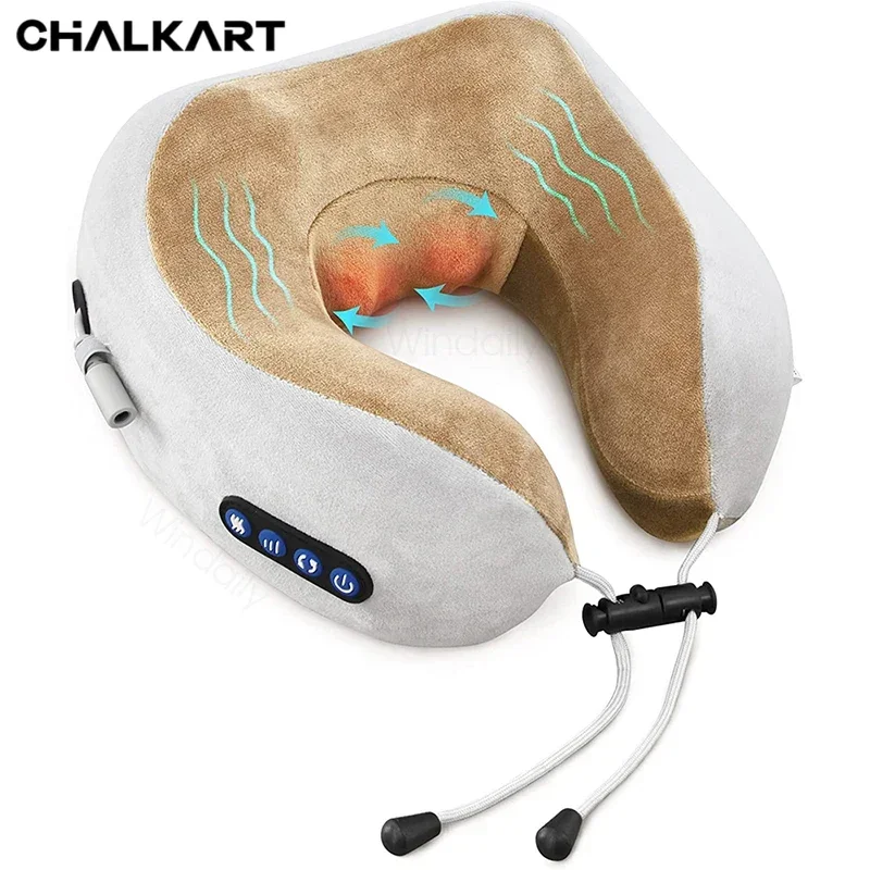 

Electric Neck Massager With Heat Vibration 3D Kneading Shiatsu Massage U Shaped Pillow For Shoulder Cervical Pain Relief Fatigue