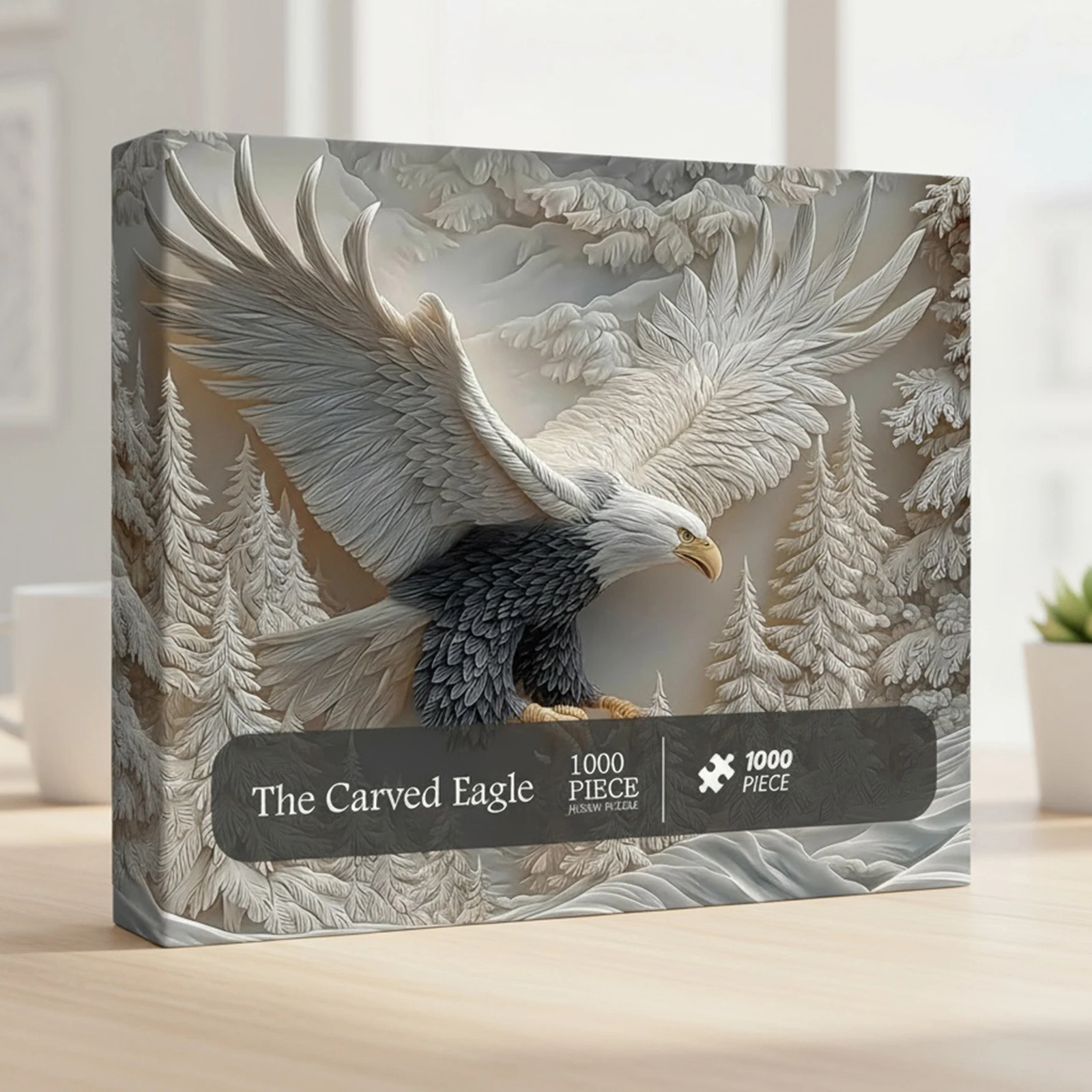 

Carved Eagle Puzzle 1000 Pieces Challenging Eagle Wildlife Art Design Puzzles Game for Adults Family Activity & Home Decor