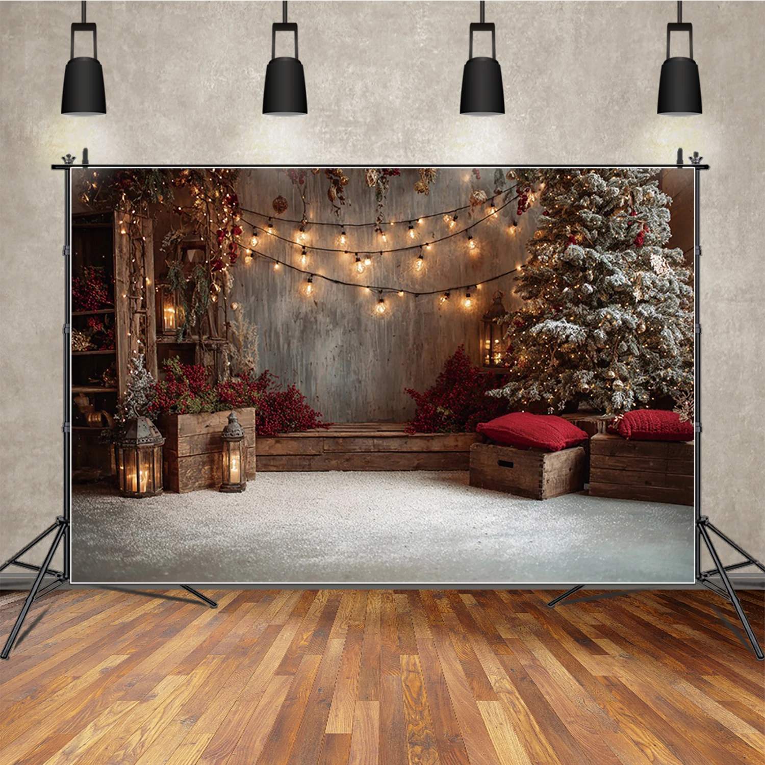 

MOON.QG Wooden Christmas Photography Background Light Xmas Trees Candles Backdrop Decoration Wallpaper Portrait Banner Poster