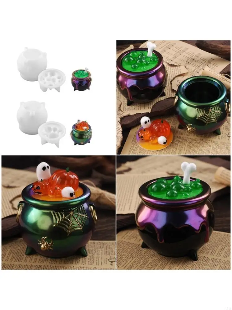  Multifuntional Halloween Resin Cauldron Mold Suitable for Creative Crafts