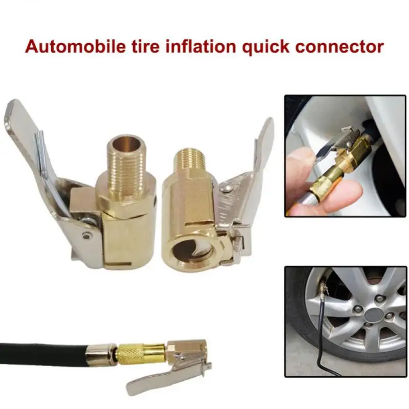 Inflatable Pump For Car Tire Air Chuck Inflator Pump Valve Connector Clip- Adapter Brass Auto Tyre Wheel Valve Inflatable Pump