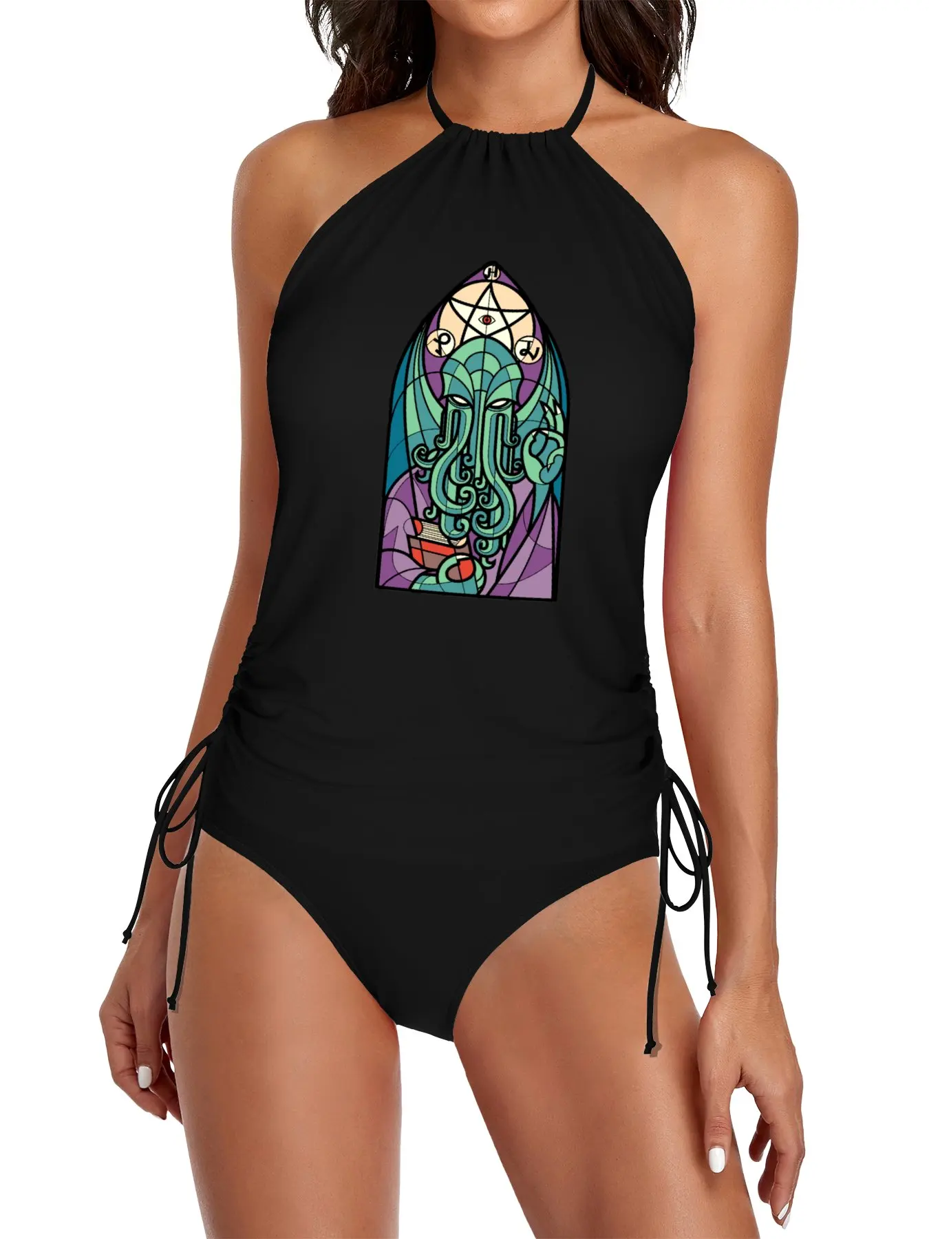 

Cthulhu Church Stained Glass Cosmic Horror Split Swimsuit Set beach dresses 2025 Summer women's dress