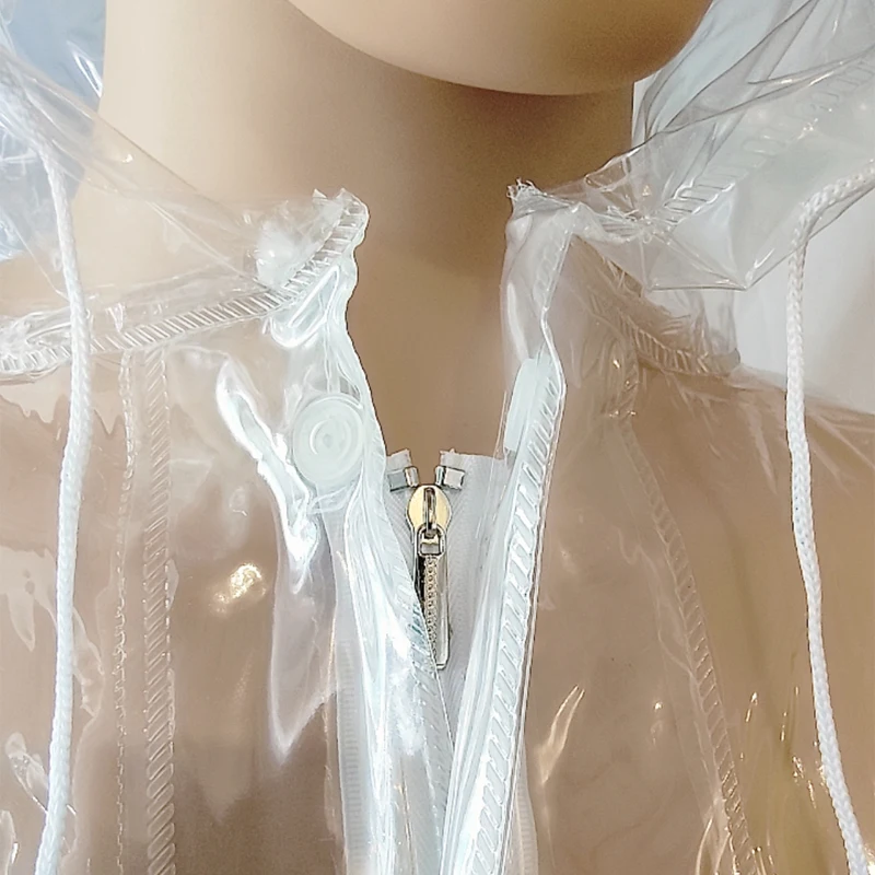PVC Transparent Zipper Plastic Jumpsuit Hooded Long Sleeved Couple Bodysuit Waterproof Soft Smooth ABDL Adult Baby Diaper Pants