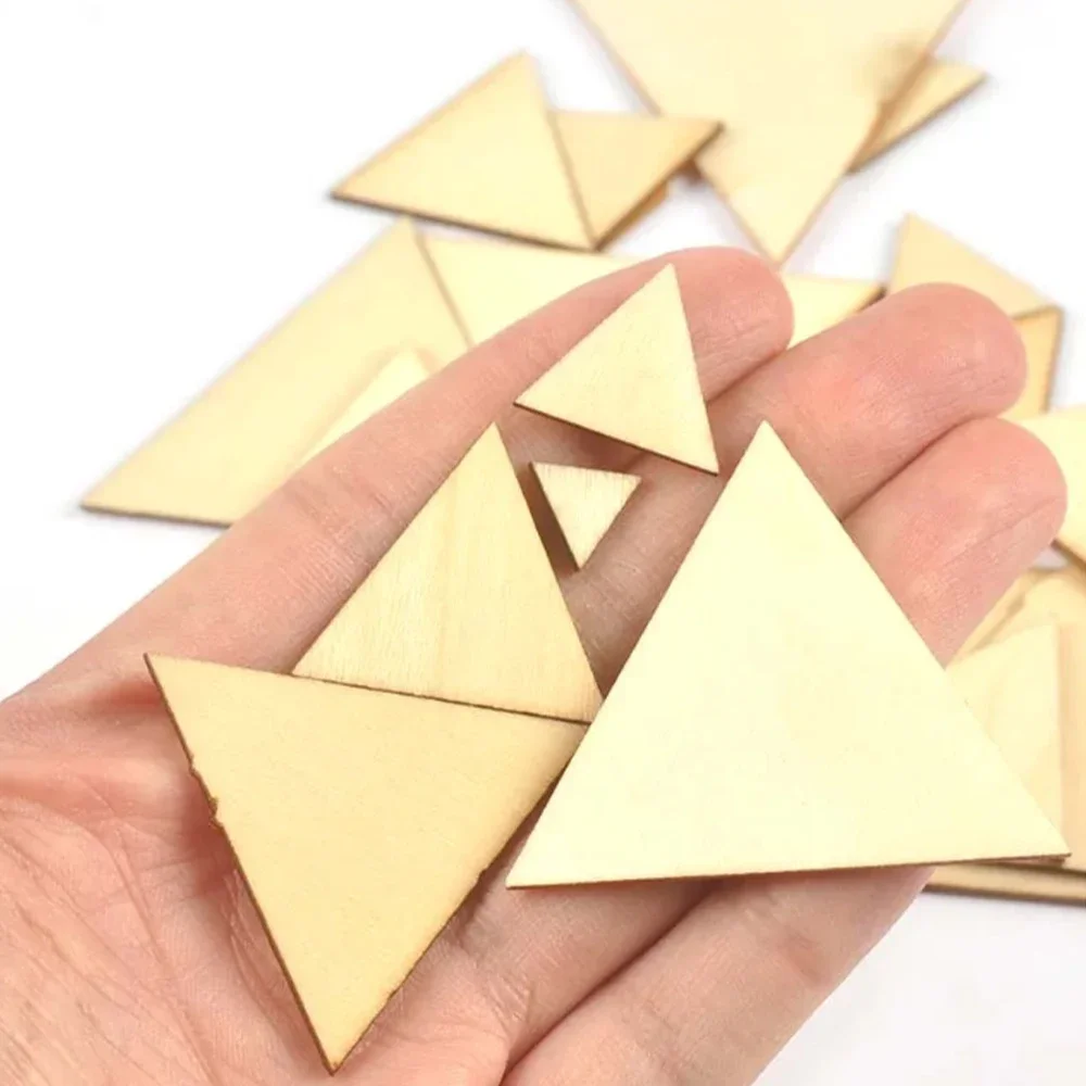 50-500Pcs Thick 3mm Triangular Wood Chips With Side Lengths Of 10/20/30-100mm DIY Crafts Home Decorations Board Game Decorations