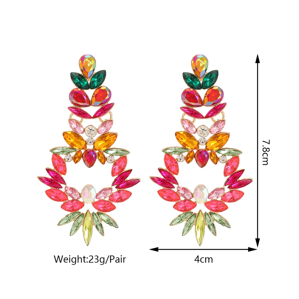 أقراط متدلية هندسية مثيرة للنساء ، متدلية مجوفة ، حجر راين ملون لامع ، مجوهرات أنيقة ، إكسسوارات فاخرة ، ديكور عصري