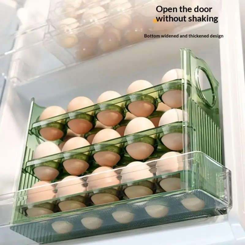 Hot 30 Grid Egg Tray Three Layer Egg Storage Box Organizer Rack Container Automatic Flip Special Egg Storage Kitchen Accessories