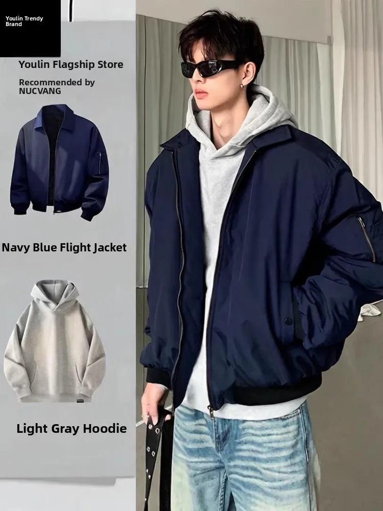 

Cool American Pilot Jaet ort Sle Baseball Collar Men's Faion Set Cool And Daing Youth Polyester Fiber Spring Wear