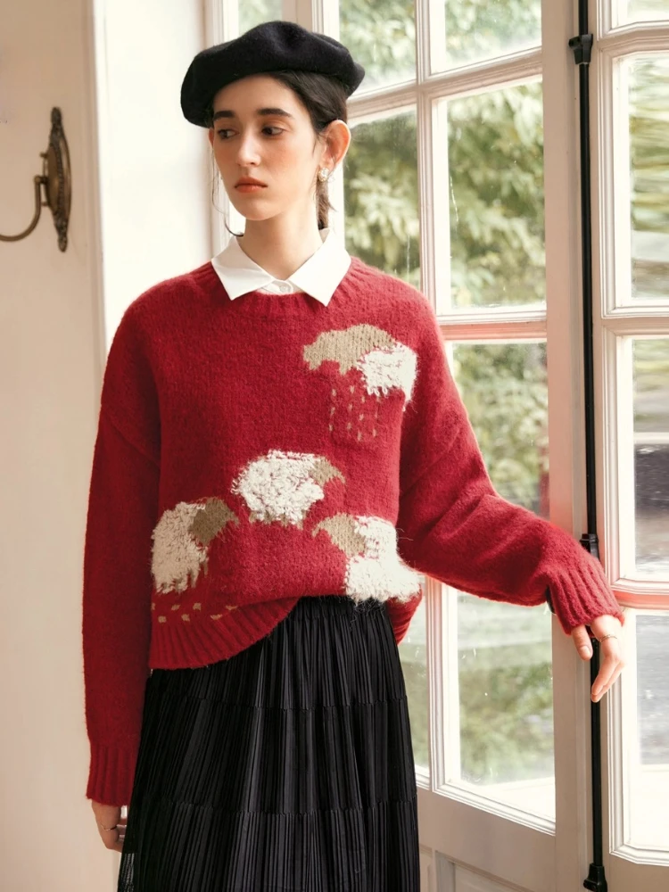 

OLrain французский пуловер, свитера для женщин, однотонные джемперы с круглым вырезом и вышивкой, осень-зима 2022, новые вязаные женские топы O56DM95210