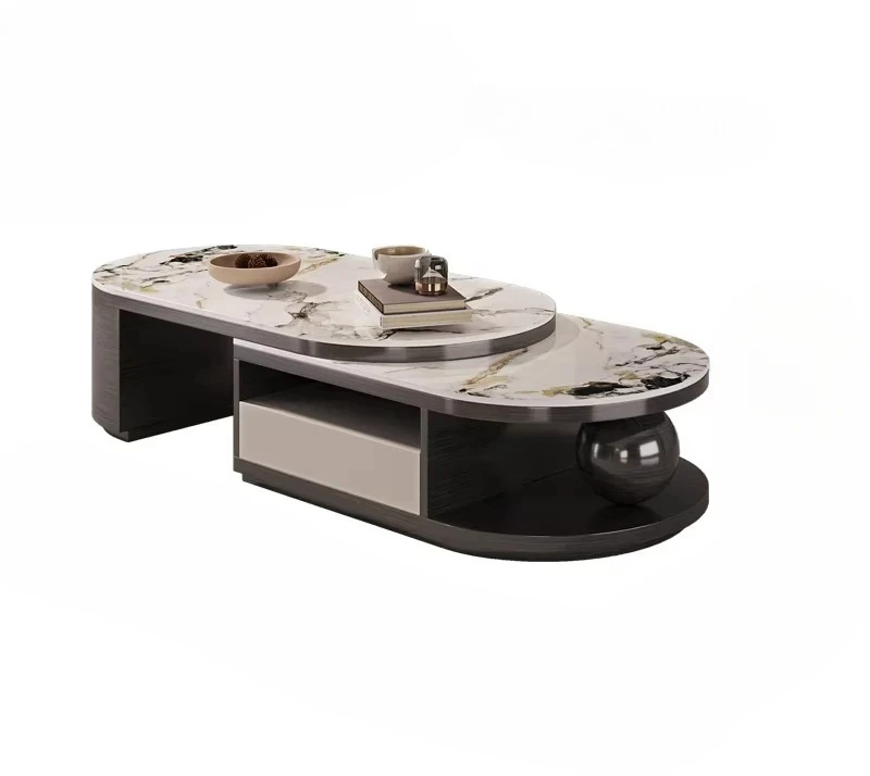 

N Nordic medieval rock slab household simple retractable coffee table