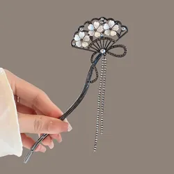 Fairy Hairpin Chinese Hanfu Hair Stick Tassel Golden Hair Clasp Chopstick Retro Cheongsam Decor Tiaras Hair Bun Jewelry Headwear