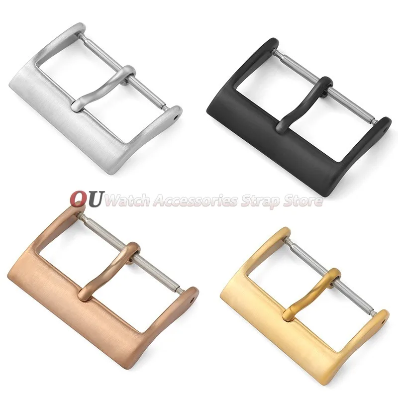 10 12 14 16 18 20 22mm Matte Stainless Steel WatchBuckle for Leather Rubber Watch Band Button Silver Black Rose Gold Metal Clasp