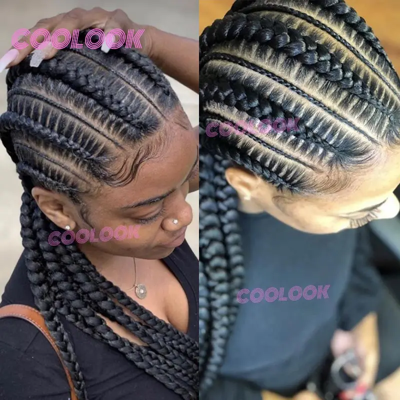 36 "Synthetische Full Lace Front Pruik Cornrows Gevlochten Pruiken Voor Zwarte Vrouwen Knooploze Box Vlechten Pruik Lace Frontale Faux Locs Vlecht Pruik