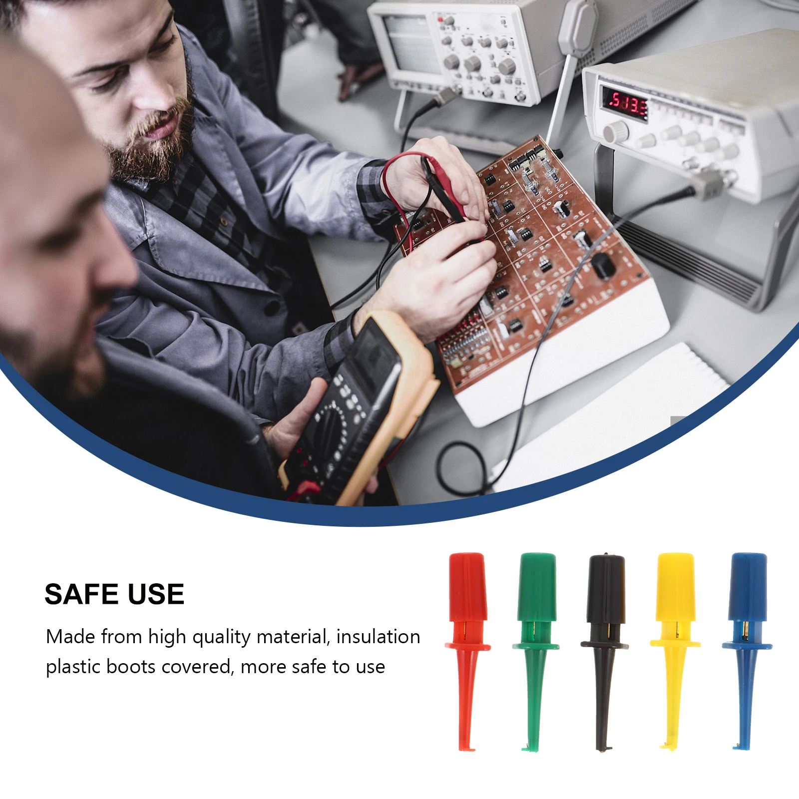 

20Pcs Multimeter Test Probe with Built-in Spring Push Button Design Insulated Test Hook for Cell Phone Repairing Devices