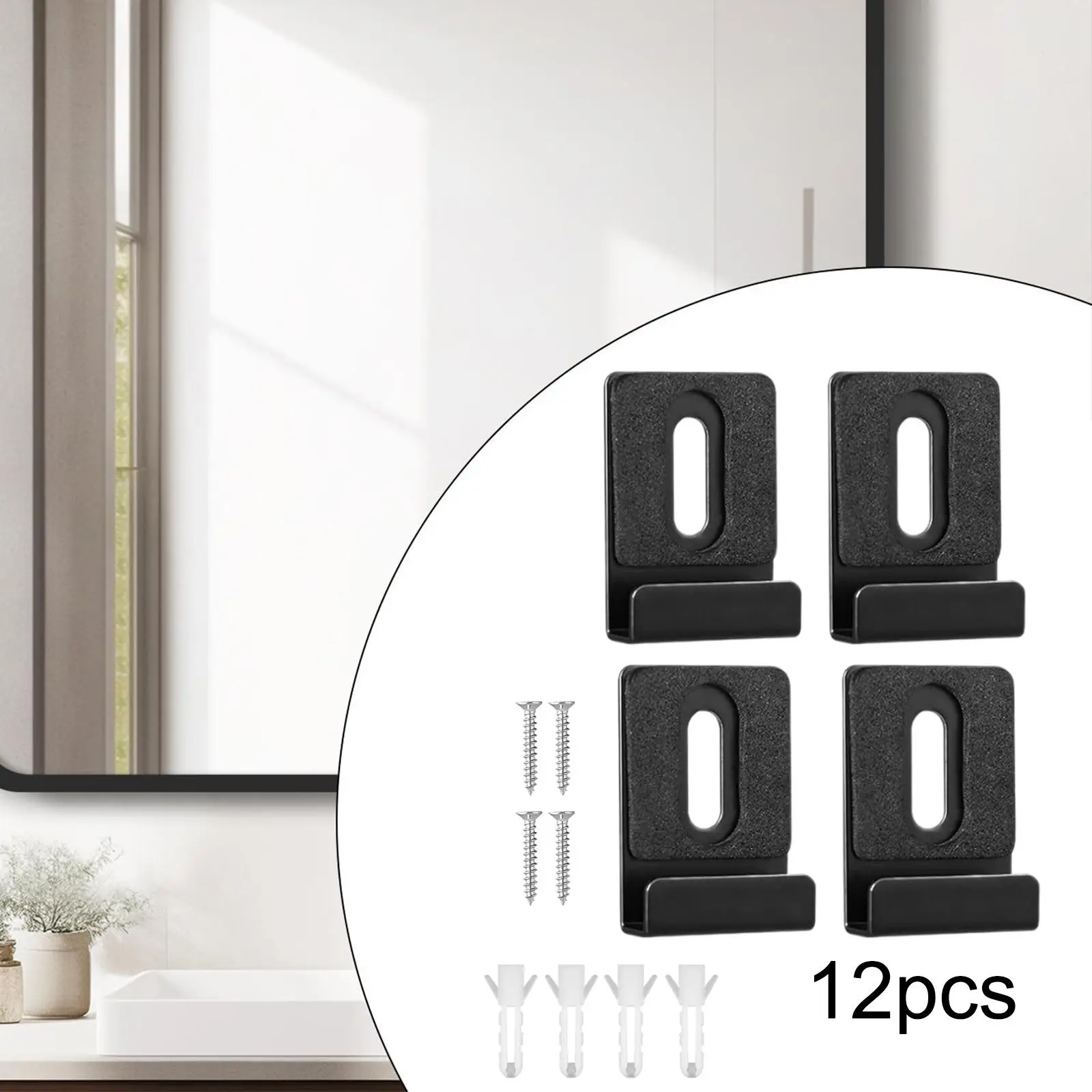 Wall Mirror Hanger Clips Metal Mounting Holder with Screws for Frameless Glass Panel Picture Painting Plaque Fixing Kit