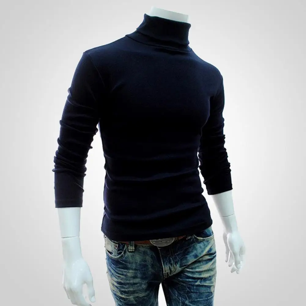 Однотонная эластичная трикотажная рубашка, Мужской пуловер с длинным рукавом, топ, осенняя рубашка, универсальные эластичные Пуловеры, свитеры