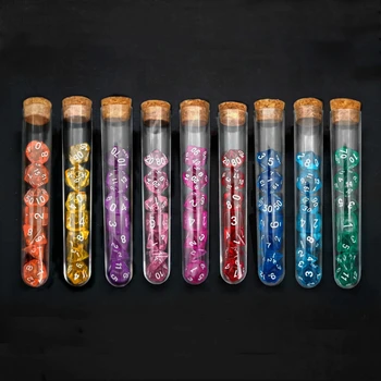 투명 다면체 D&D COC 주사위 세트 7개/세트 RPG 판타지 물약 플라스크 |   테이블 게임용 DND Dungeons and Dragons 주사위 세트