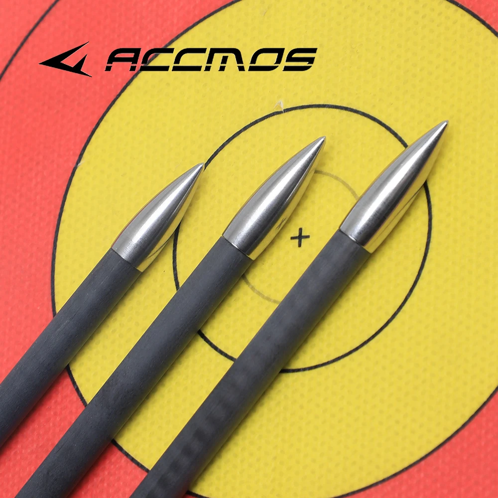 12pc Archery ID 4.2mm 80/100/120/150/170/200gn Arrow Head  Target Arrow Tip Stainless Steel Bullet Point Tip