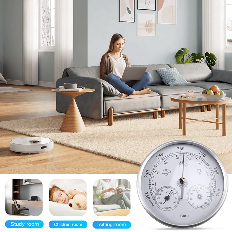 2PCS Wander Cloudly Barometer With Thermometer Hygrometer 3 In 1 Weather Station For Weather Forecasting Instrument