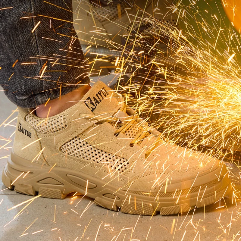 New Work Safety Shoes for Men Steel Toe Shoes Women Indestructible Work Shoes Outdoor Construction Puncture-Proof Safety Boots