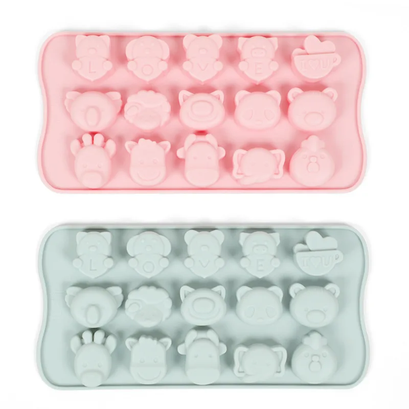 15 شبكة قالب من السيليكون للخبز الكرتون الشوكولاته البسكويت قالب الحيوان آيس كيوب صينية لتقوم بها بنفسك أداة زخرفة الكعكة قطاعات الكب كيك