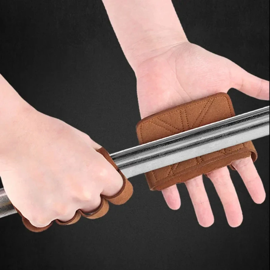 Gants d'entraînement d'haltérophilie en cuir Protection de la paume femmes hommes Fitness sport poignées de gymnastique tractions entraînement d'haltérophilie