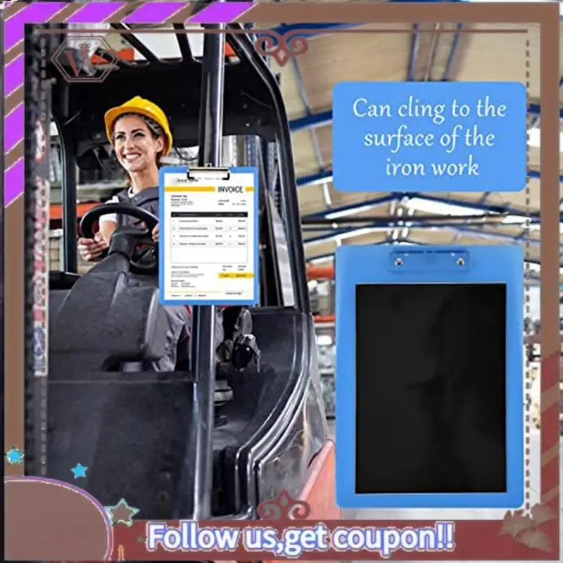 ABBG-مشبك الحافظة المغناطيسية مع حافظات حجم الحروف منخفضة المستوى مقاس 9 × 12.5 بوصة مشبك قياسي للثلاجة والمكتب والمنزل