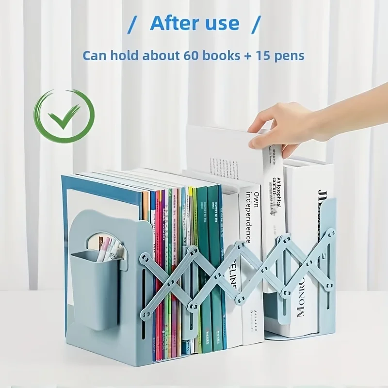 Retractable Abs Desktop Book Rack Adjustable Storage Shelf Clips Support Frame Durable Organizer Student Desk Reading Supplies