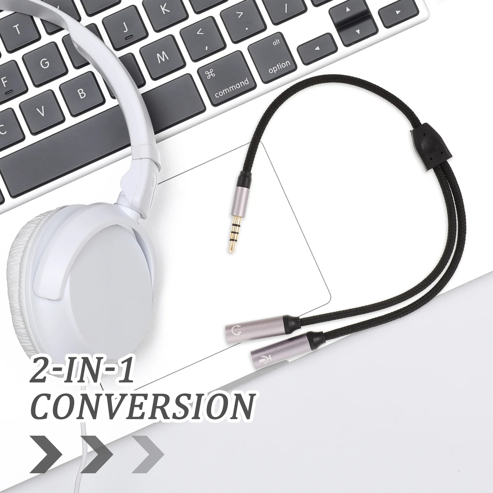 Tragbarer Dual-Kopfhörer-Splitter, Audiokabel, Stecker auf Buchse, Adapter, Mikrofonkabel für Smartphone-Headset