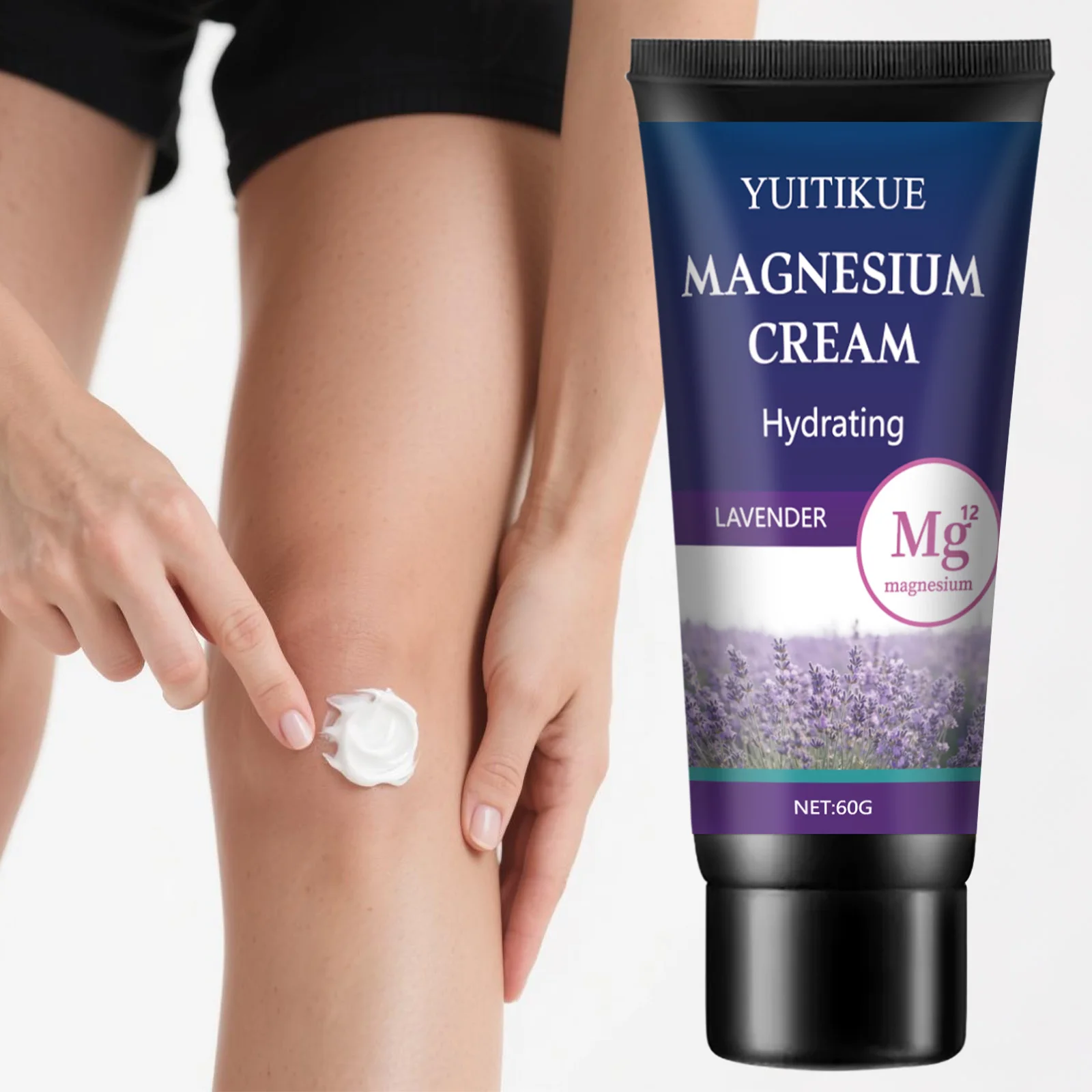 YUITIKUE Magnesium Cream 60g - Joint & Muscle Care, 12 Types Mg, Lavender for Relaxation, Fast Absorption Non-Greasy