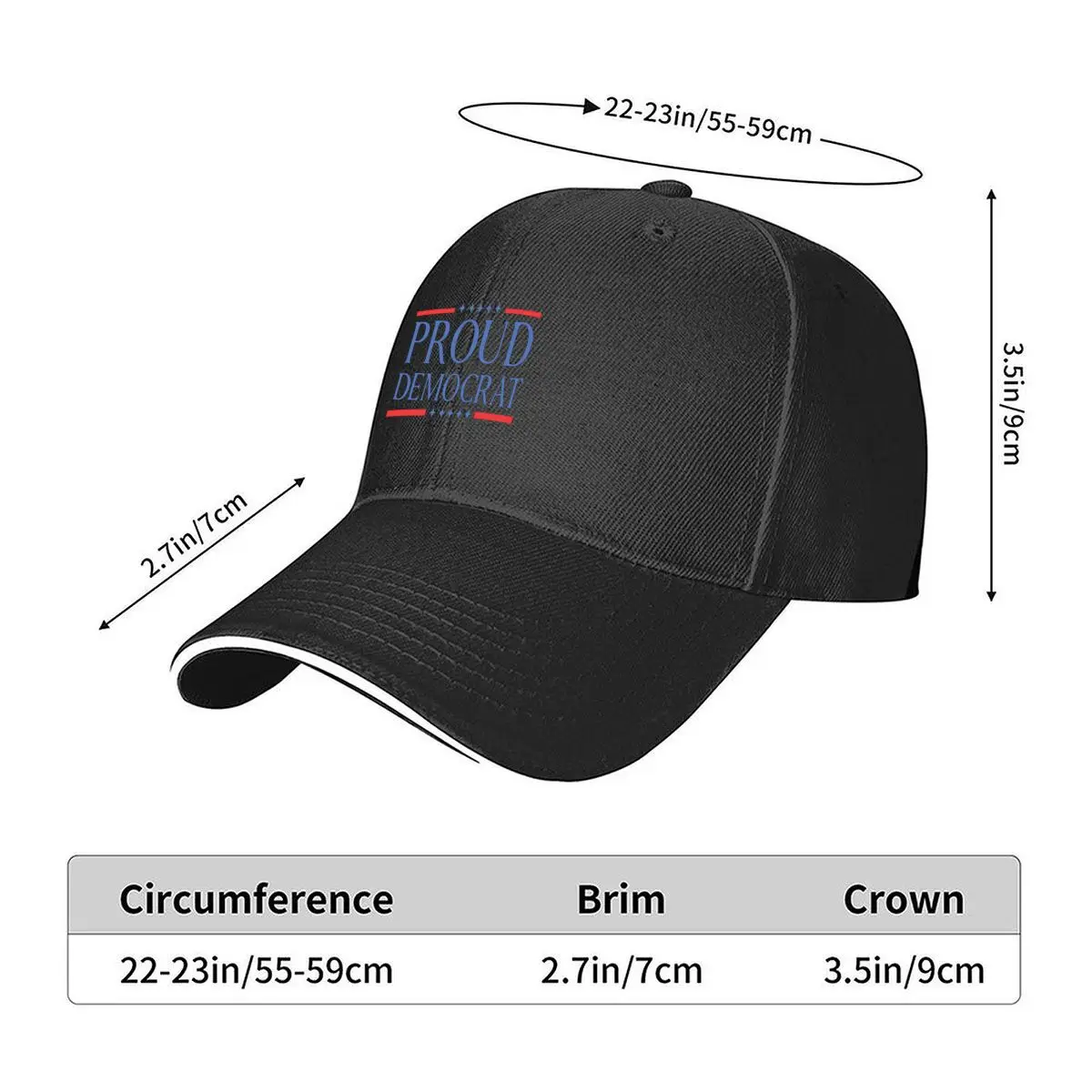 Proud Democrat Political Patriotic Stars Design Sandwich Baseball Cap Outdoor Workouts Sun Hat