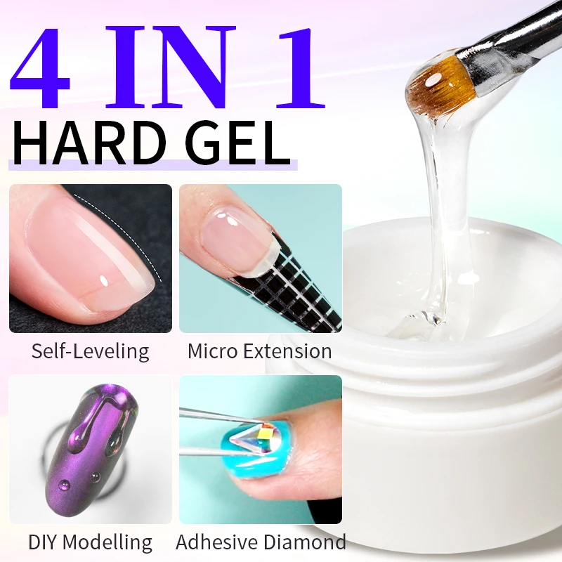 

BOZLIN 15ml Hard Gel Self Leveling Gel Clear Nude Color For Nails Quick Extend Enhancement Semi Permanent Nail Art Desgin