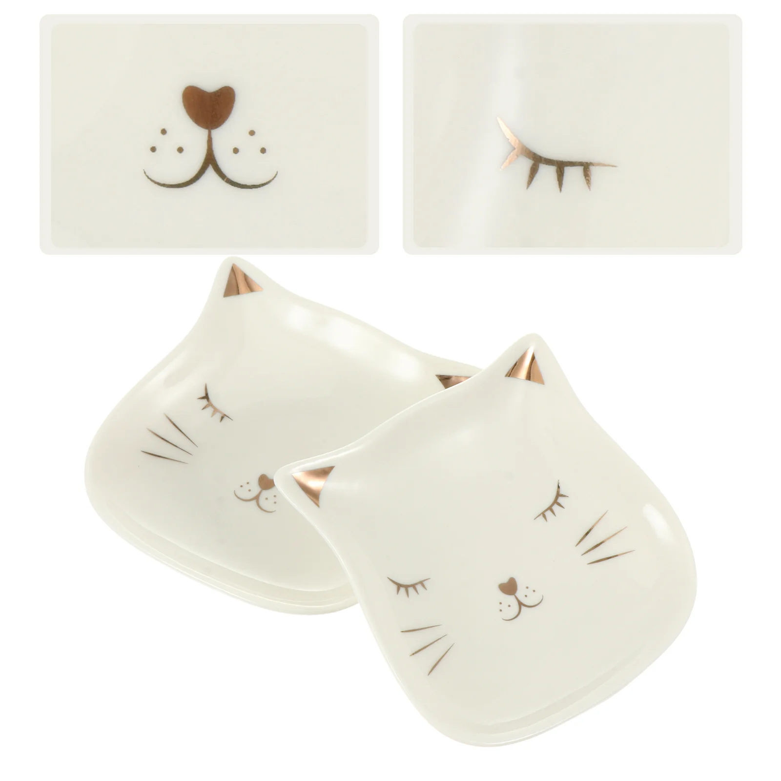 

2Pcs Cat Design Ceramic Jewelry Trays Practical Organizer for Rings Earrings Necklaces Lipstick Sushi Fruit Jewelry Dish