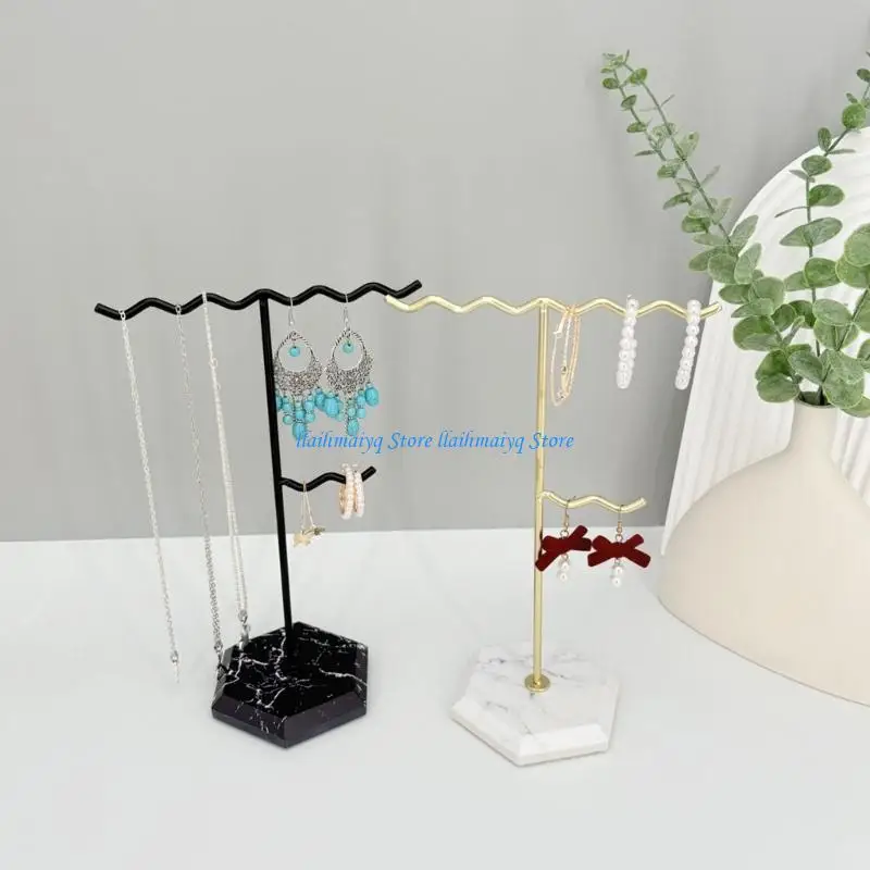 573B عرض مجوهرات متعددة الوظيفية حامل الرخام القاعدة المعدنية القابلة للإزالة القابلة للتخزين تخزين القلادة على شكل #1