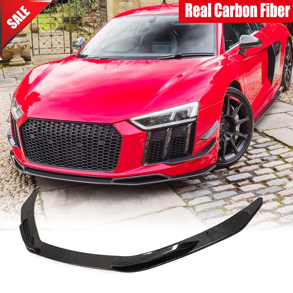 

For Audi R8 GT V10 2016-2018 Real Carbon Fiber Front Bumper Lip Chin Spoiler Body Kits Car Accessories