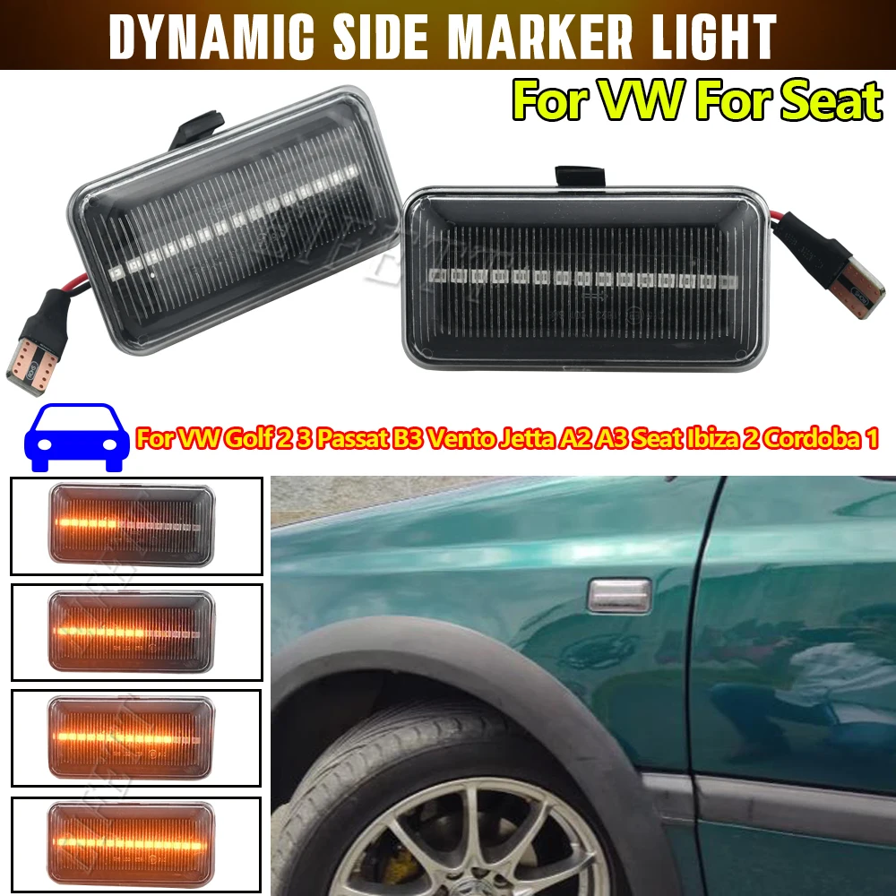 2X Turn Signal Blinker Lamp For VW Golf 3/Van 3 Variant Estate (1H5) Cabriolet (1E7) 1993 - 1998 Dynamic Arrow Side Marker Light