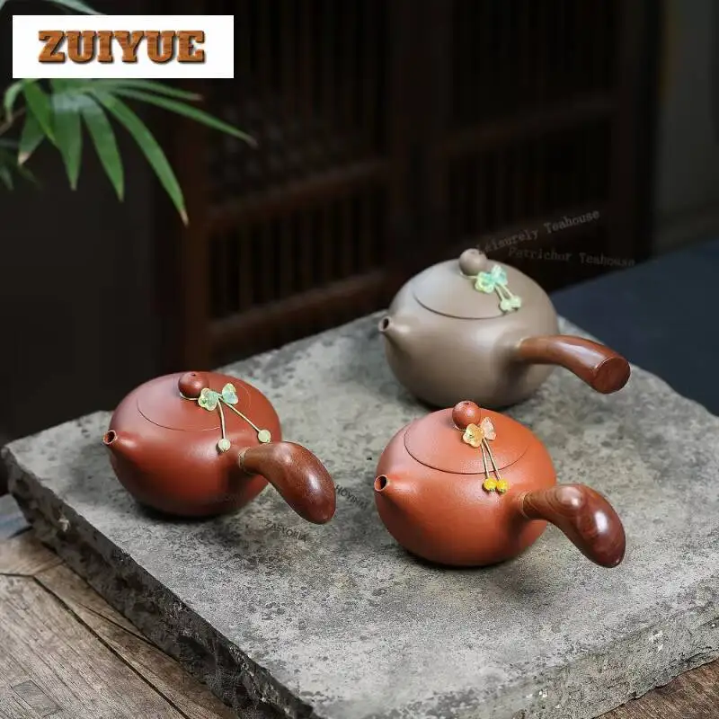 Boutique Yixing Purple Clay Teapots Handmade Xishi Side Handle Pot Raw Ore Mud Kettle With Strainer Zisha Tea Set Tea Services