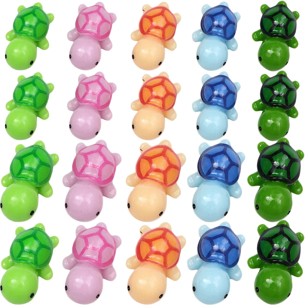 20 Pcs Small Figurines Mini Turtle Synthetic Resin Tortoise Figure Cake Bonsai Animal