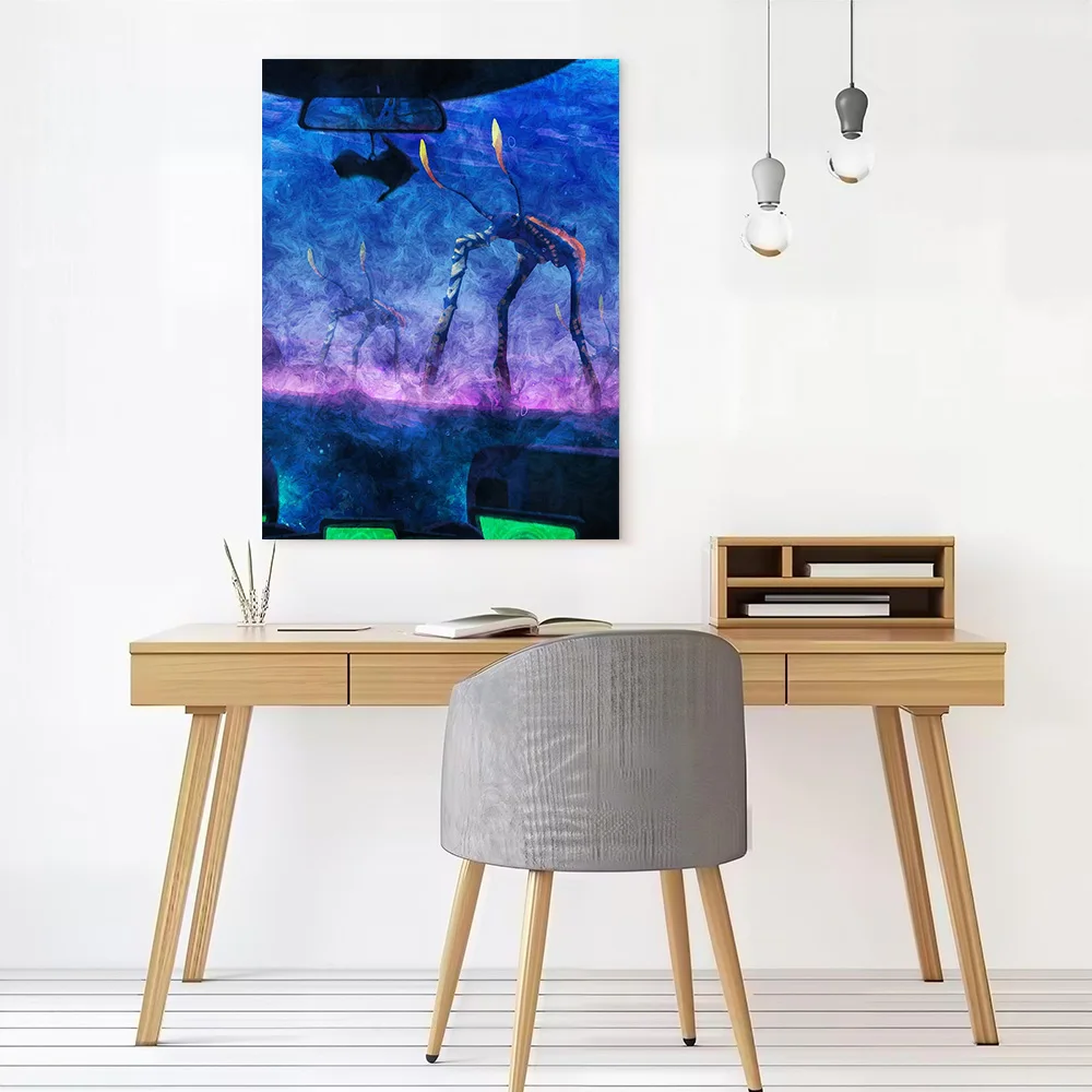 Alien Creatures in Underwater Environment Printed Canvas Wall Art Customizable Paintings Poster Perfect Gift for Wand Deko Mural