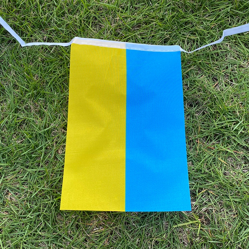 Aerlxemrbrae 5.5M 20pcs/set14cmx21cm Ukraine String Flag Ukraine Hanging Mini Flag Window Flag