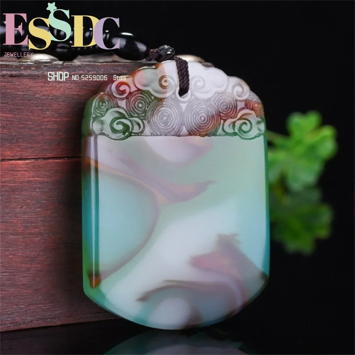 Natural Hetian Gobi Seven-Coloured Jadeite Hand Carved Safety Pendant Golden Silk Jadeite Chicken Blood Stone Necklace Men Women