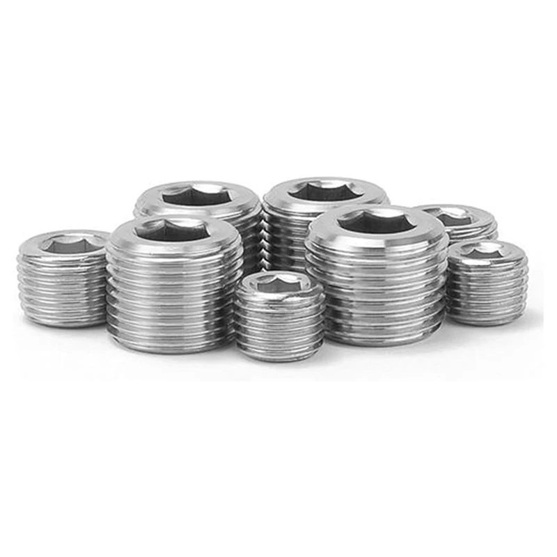 WFF Pipe Plug Fitting,1/8 1/4 3/8 1/2 3/4In Male Internal Hex Thread Socket Pipe Plug Fitting Assortment Kit