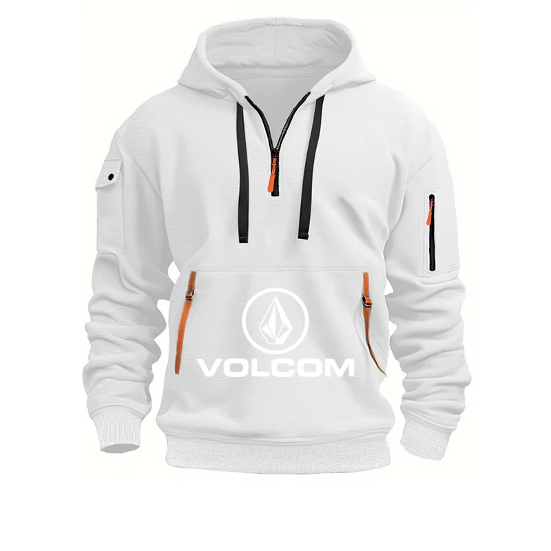 VOLCOM 2025 primavera otoño hombres media cremallera Sudadera con capucha Casual deportes pulóver Harajuku de manga larga abrigo suelto