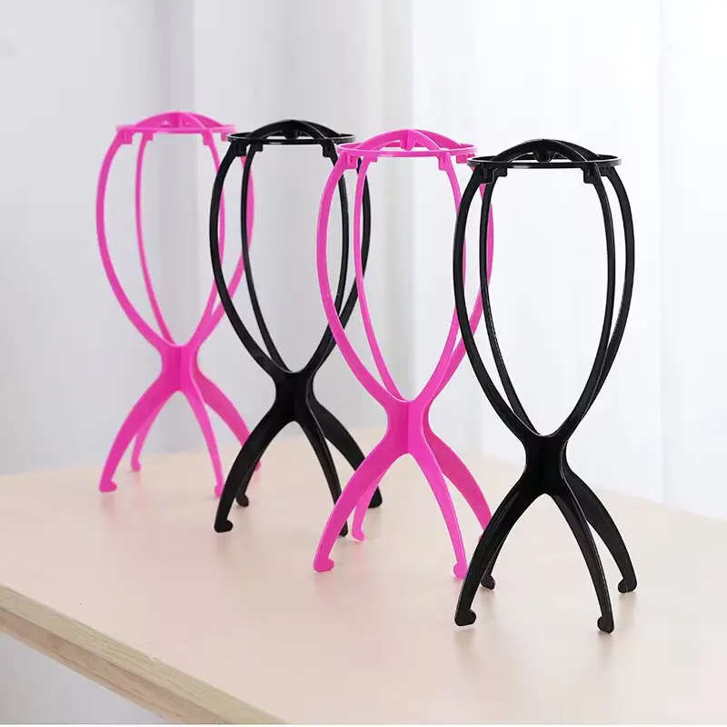 1PCS Wig Stand Portable Collapsible Wig Head Durable Plastic Wig Folding Wig Holder Wig Travel Short Hair Extensions Stands image 2