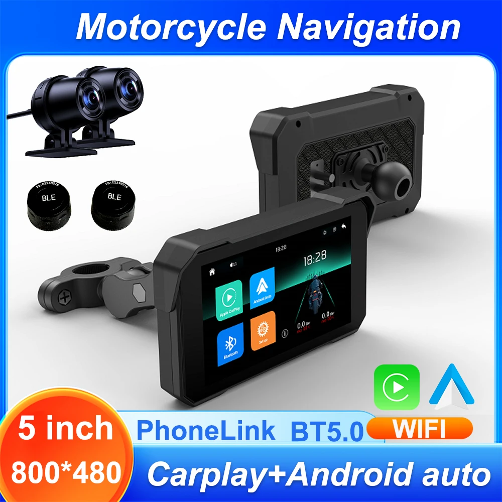 5inch Navigation Motorcycle Waterproof Wireless Android Auto Apple Carplay Display Screen Monitor Portable Motorcycle