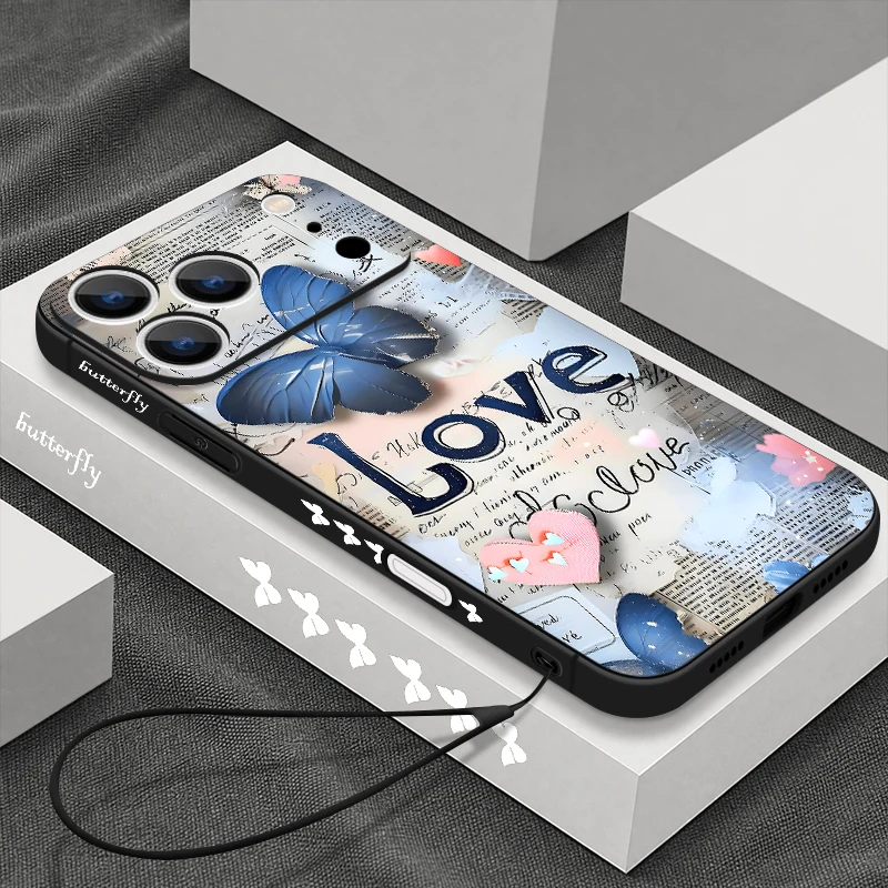 Kreative Schmetterlingsmuster-Schlaufenband-Handyhülle für iPhone 17 Pro Max 17e 16 15 14 13 Pro Max 16 Pro 16e 11 Stoßfeste Weiche Hülle